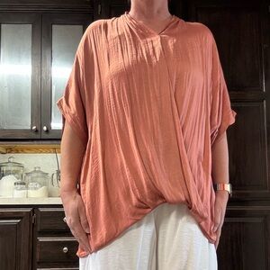 Copper Satin Oversized draped Blouse